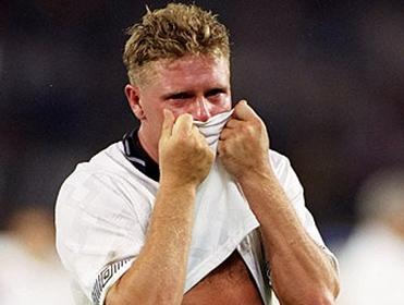 Paul Gascoigne was relying on a referee having a sense of humour. Brave.